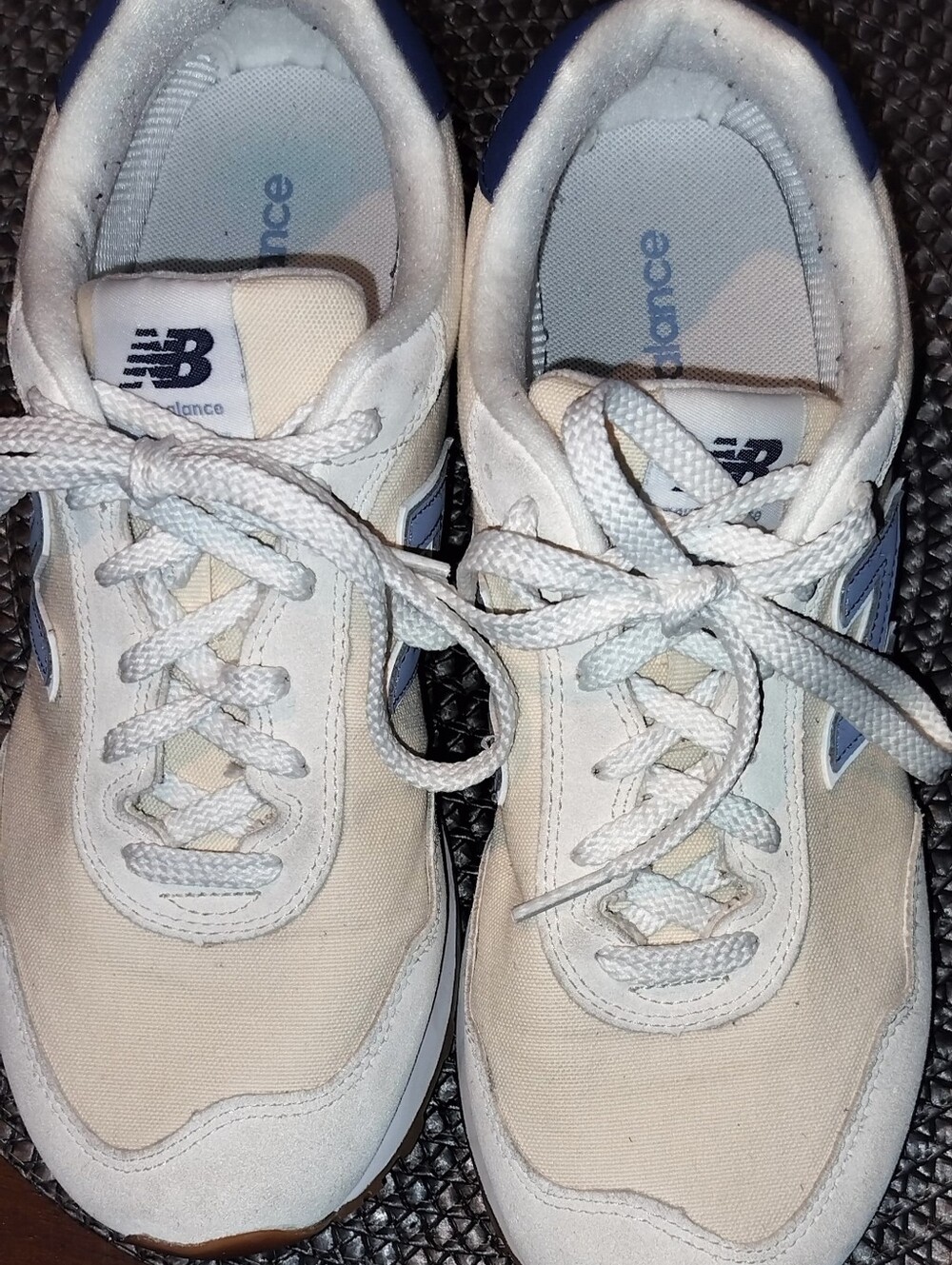 New Balance Women's Cream and Blue Runner Sneakers